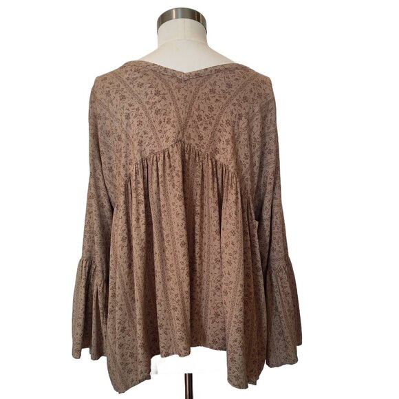 Heyson Boho Low Neck Top w' Bell Sleeves & Tassel Ties Size 2XL XXL - Picture 5 of 7